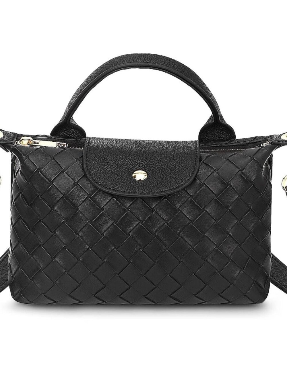 Woven Crossbody Bag, Small Black Weave Mini Tote Bag, Designer Crossbody Bags fo